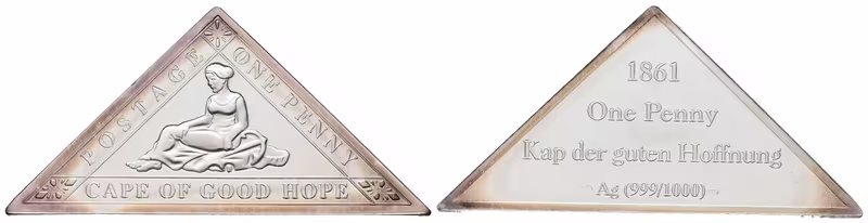 Stříbrná známka -Cape of good hope - One penny - 1861 - Ag 6 g 999/1000