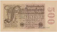 Německo, 500 Millionen Mark 1923, vodoznak Kreuzblütten, Ro.109b