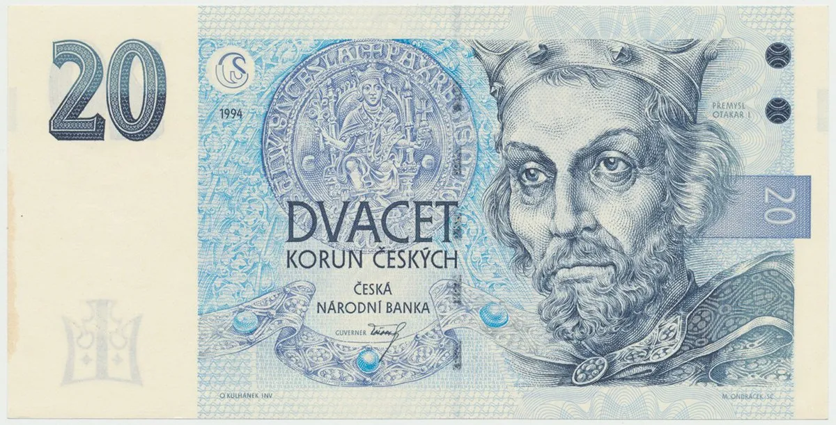 Česká republika, 20 Koruna 1994, série B (proužek vpravo), Hej.CZ13aB