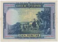 Španělsko, 100 Pesetas 1928, série A, P.76a - fotografie 2