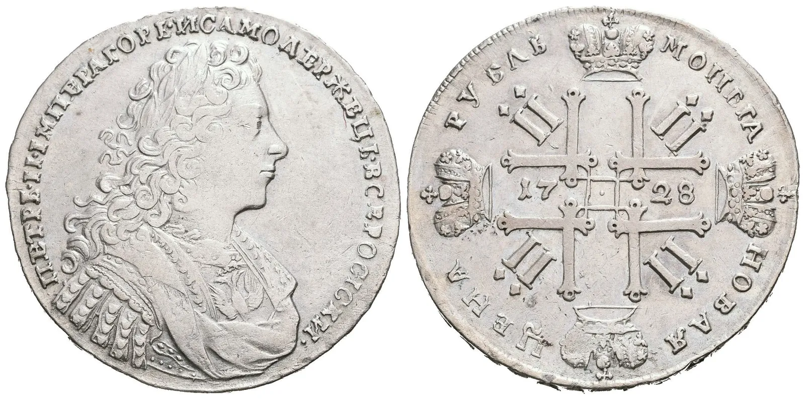 Rubl 1728, Moskva, Bitkin2.49, Uzd.686 — 1