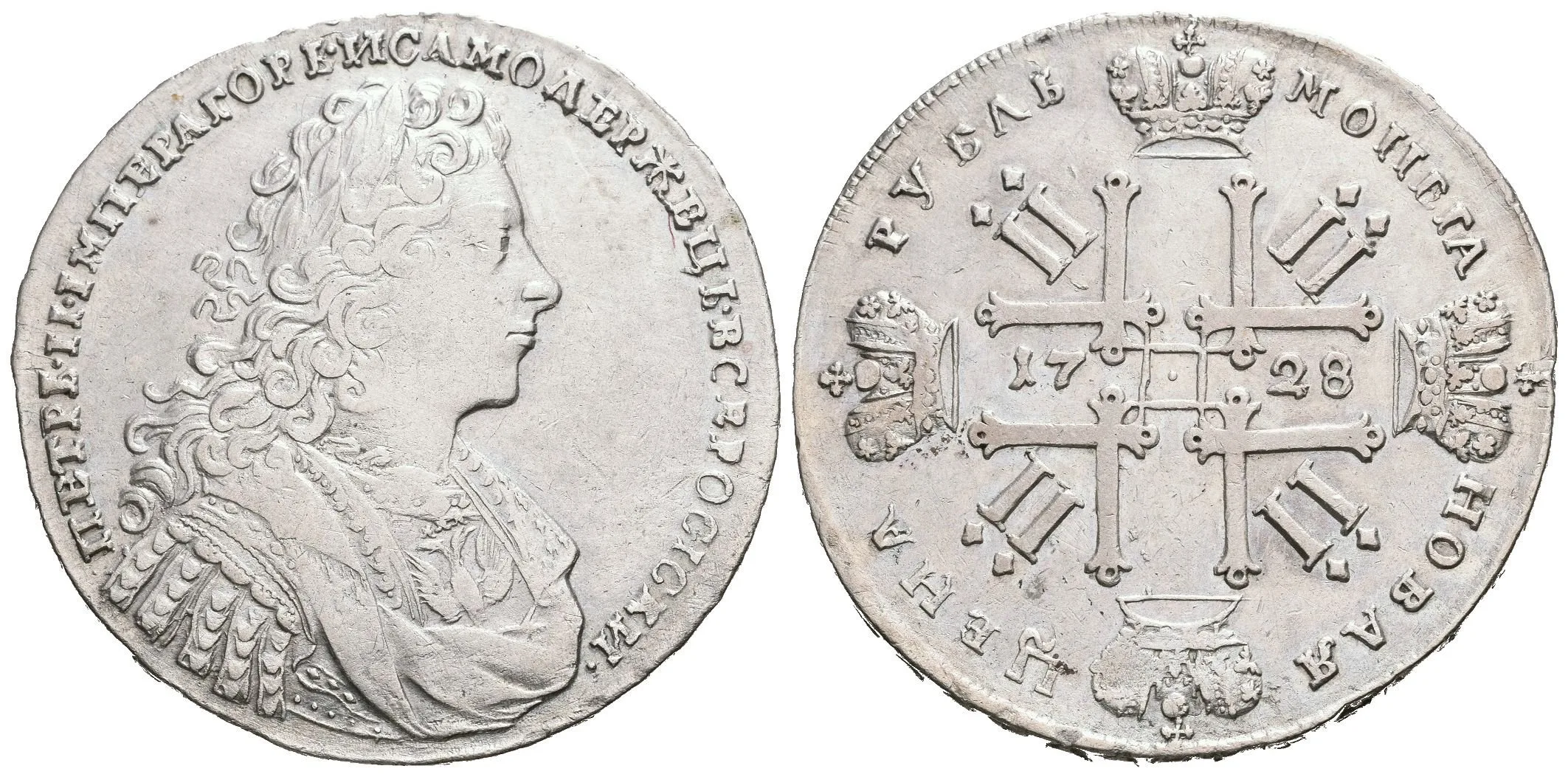 Rubl 1728, Moskva, Bitkin2.49, Uzd.686 — 1