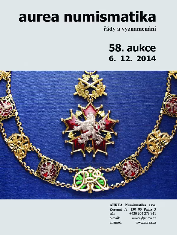 58. Aukce - řády a vyznamenání