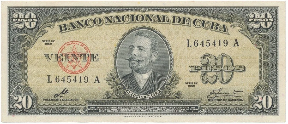 Kuba, 20 Pesos 1960, podpis „Che", P.80c