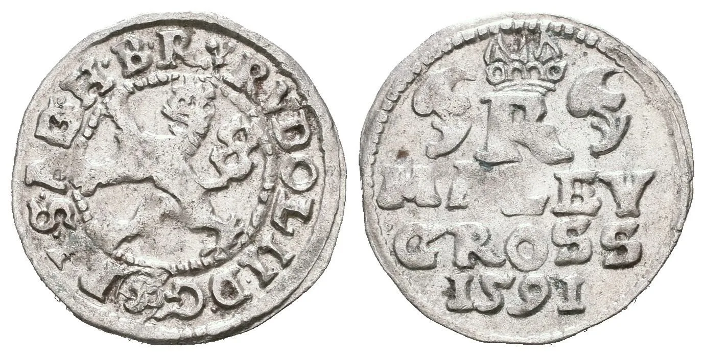 Malý groš 1591, České Budějovice-Mattighofer, HN.25a (opis 7a), — 1