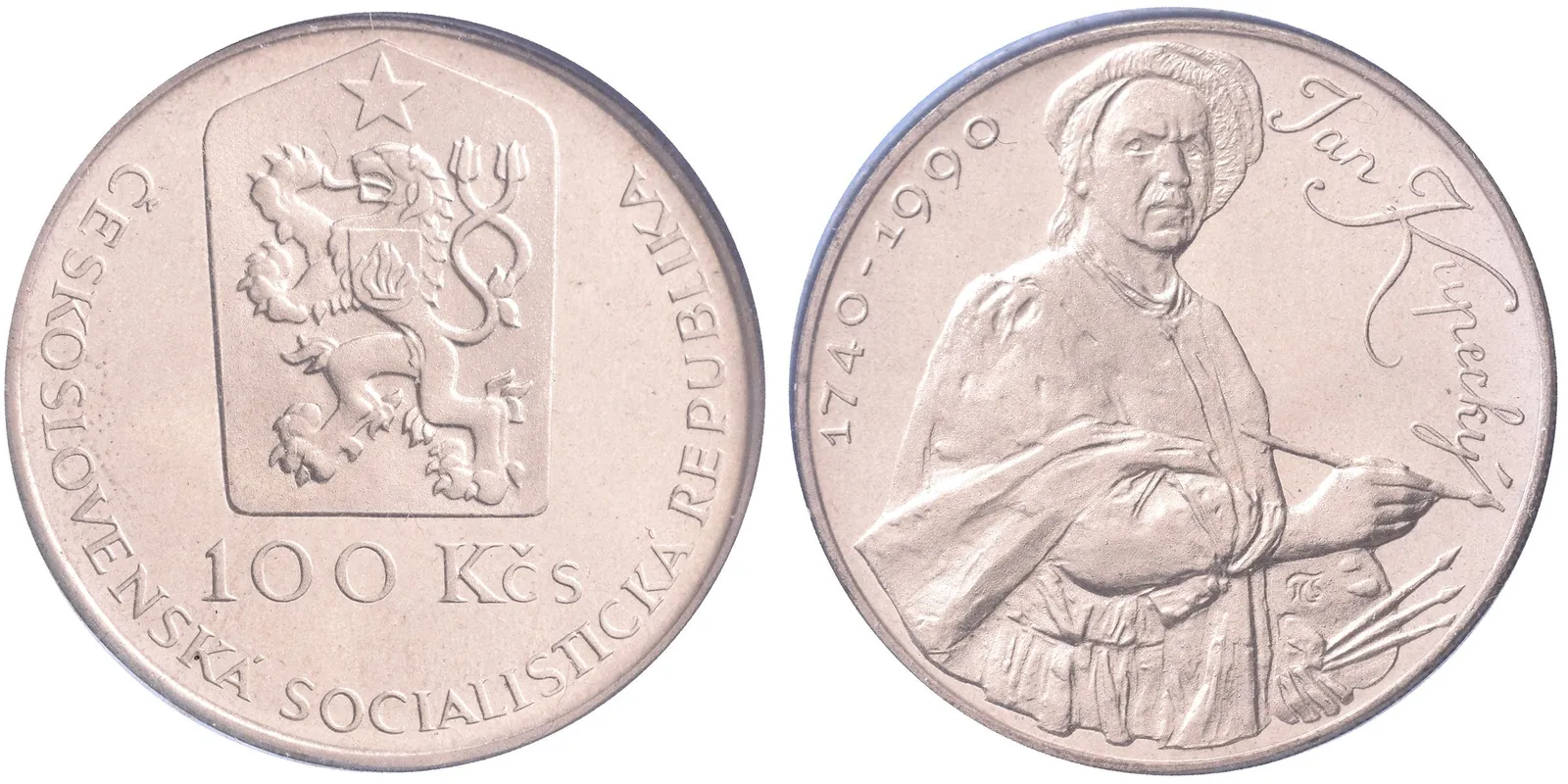 100 Kčs 1990 - Jan Kupecký, původní etue s plombou, jemná patina, — 1