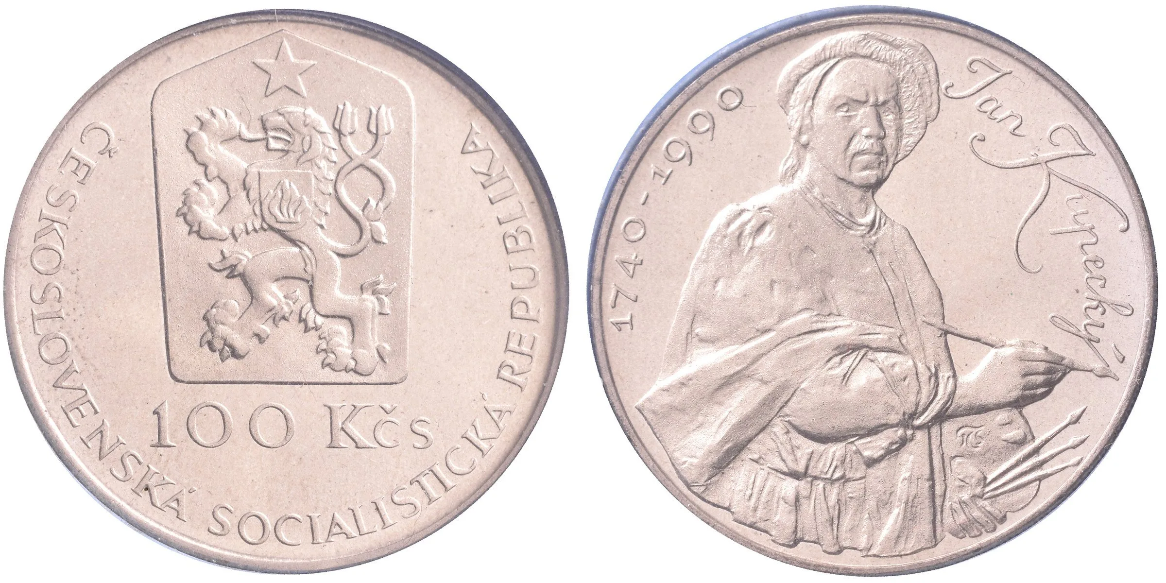 100 Kčs 1990 - Jan Kupecký, původní etue s plombou, jemná patina, — 1