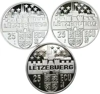 25 Ecu 1996-1998 - Charlotte, Adolphe a Henri de Luxembourg, — 2