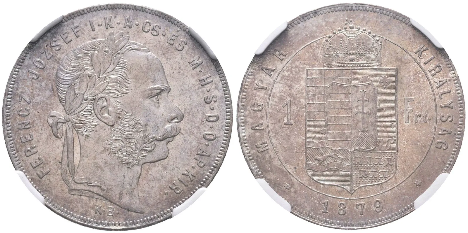 Zlatník 1879 KB, certifikace NGC, hodnocení MS 64, luxusní zachovalost, kabinetní patina — 1