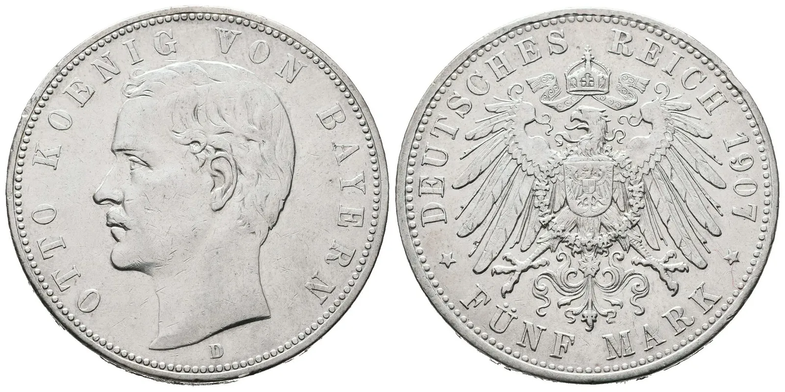 Bavorsko, 5 Marka 1907 D