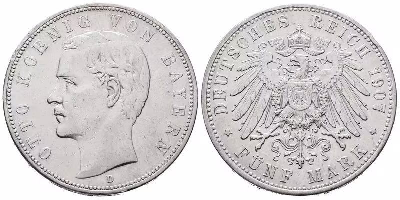 Bavorsko, 5 Marka 1907 D
