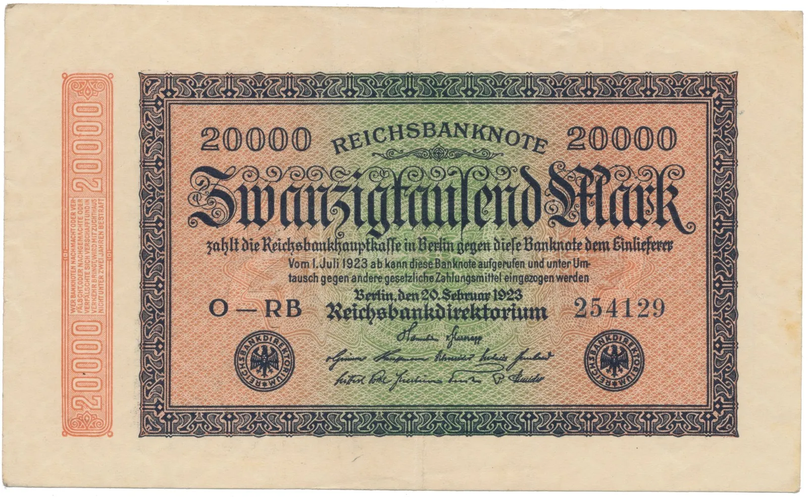 Německo, 20000 Mark 1923, Ro.84g