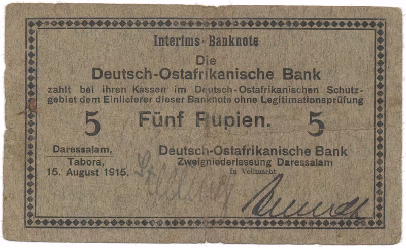 Německá Východní Afrika, 5 Rupien 15. 8. 1915, série B, R.910h