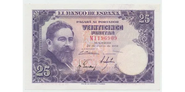 Španělsko, 25 Pesetas 1954, P.147