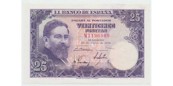 Španělsko, 25 Pesetas 1954, P.147
