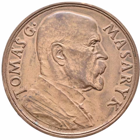 AE Medaile 1935 - K 85. narozeninám T. G. Masaryka. Poprsí T. G. Masaryka zprava,