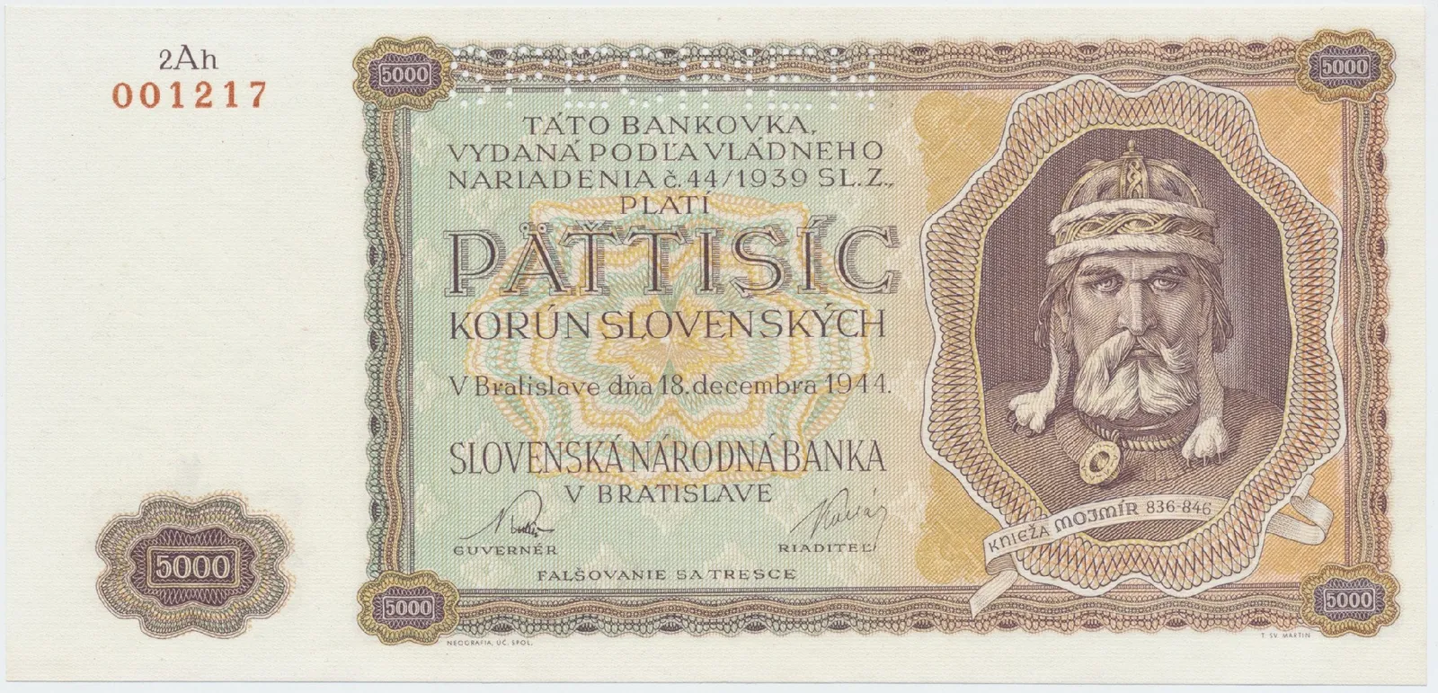 5000 Koruna 1944, série 2Ah, Hej.N3.S1