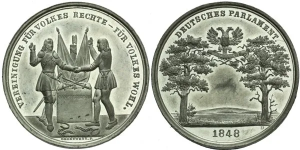 AE Medaile 1848 (Drentwett) - K přijetí ústavy, Sn 37 mm