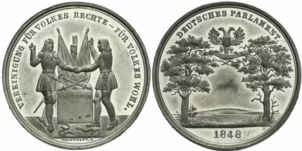 AE Medaile 1848 (Drentwett) - K přijetí ústavy, Sn 37 mm