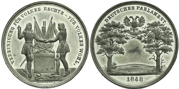 AE Medaile 1848 (Drentwett) - K přijetí ústavy, Sn 37 mm