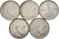 Soubor mincí - 2 Marka 1934 A, 1937 A, D, 1938 J, 1939 D, — 2