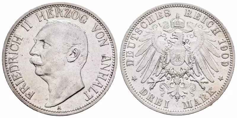 Anhalt, 3 Marka 1909 A