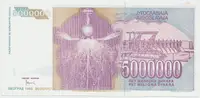 Jugoslávie, 5.000.000 Dinara 1993, P.121 - fotografie 2