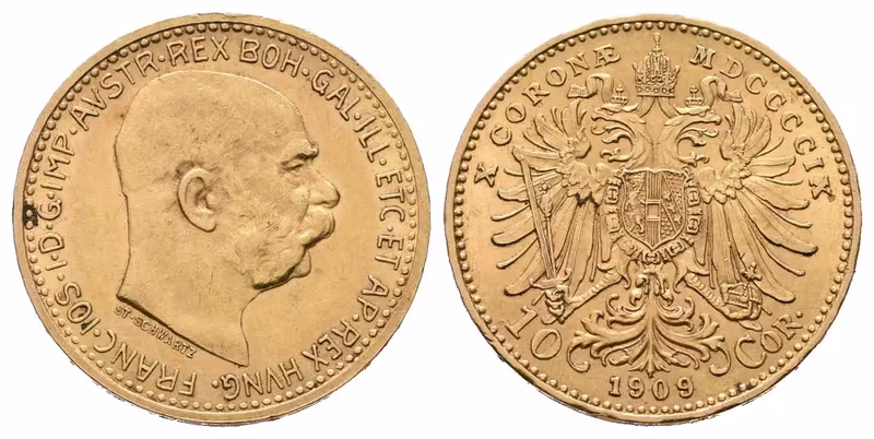 10 Koruna 1909, typ Schwartz