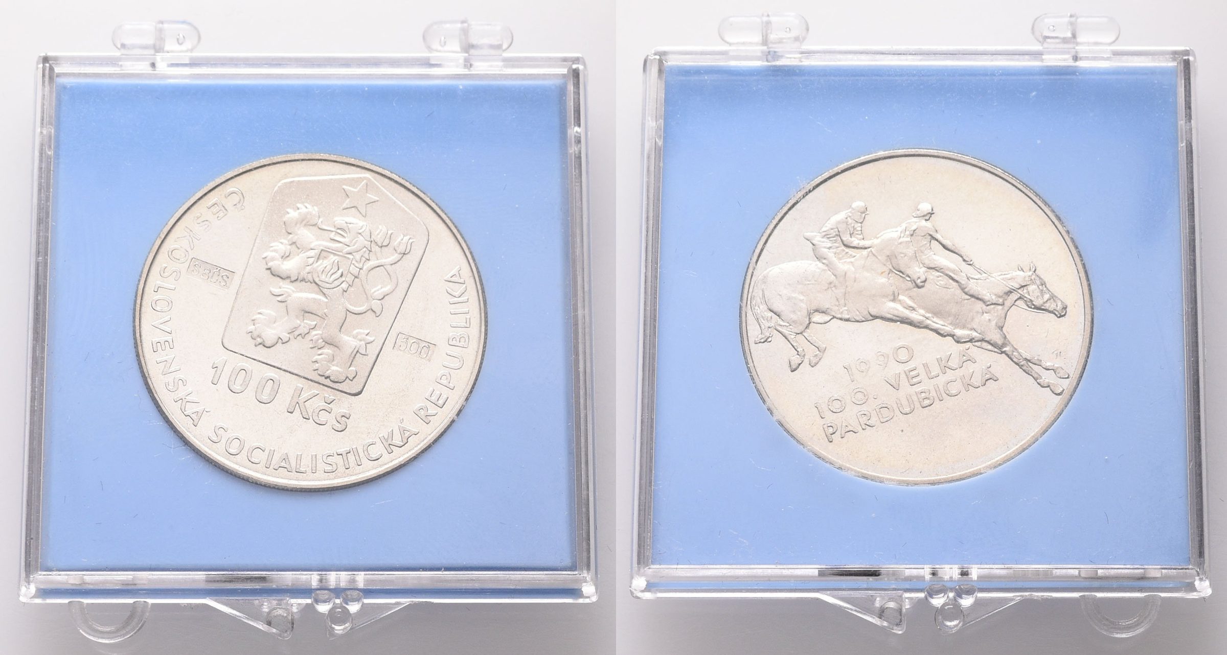 100 Kčs 1990 - Velká pardubická, puncovaná