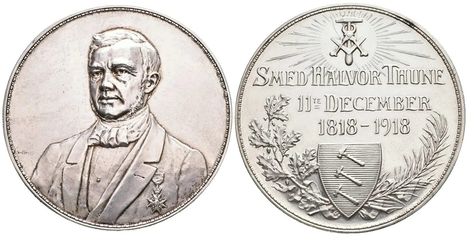 AR Medaile 1918 - Smedjen Halvor Thunes, k 100. výročí narození, norský průmyslník. — 1