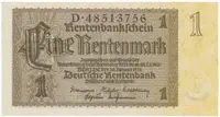 Německo, 1 Rentenmark 1937, hnědý 8-místný říšský číslovač, Hej.D11b