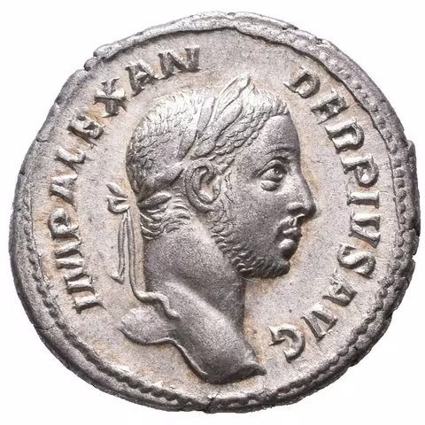 Denár, 222 - 228, Rv: PROVIDENTIA AVG, stojící Providentia zleva drží hůlku