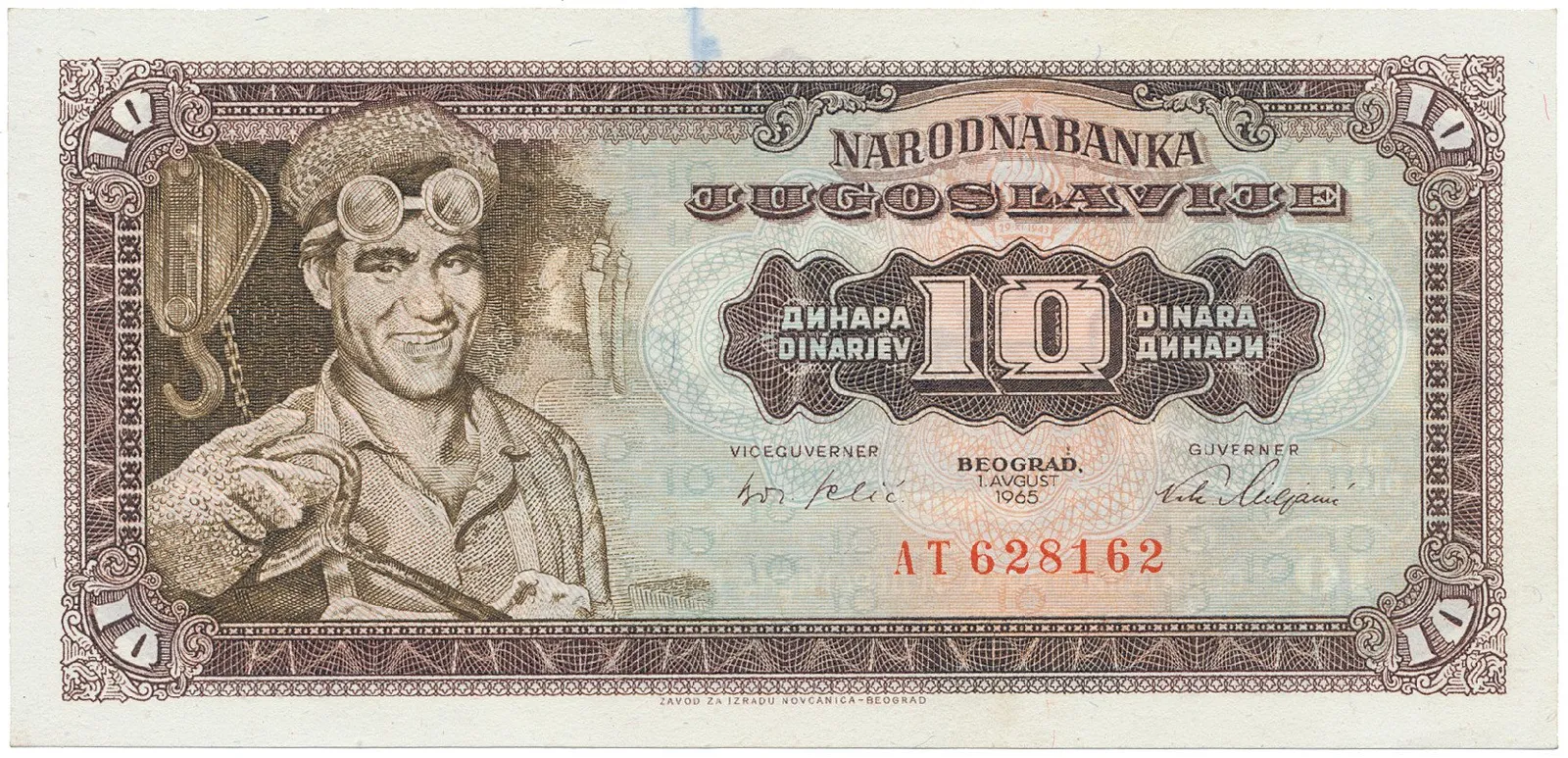 Jugoslávie, 10 Dinara 1965, P.78a