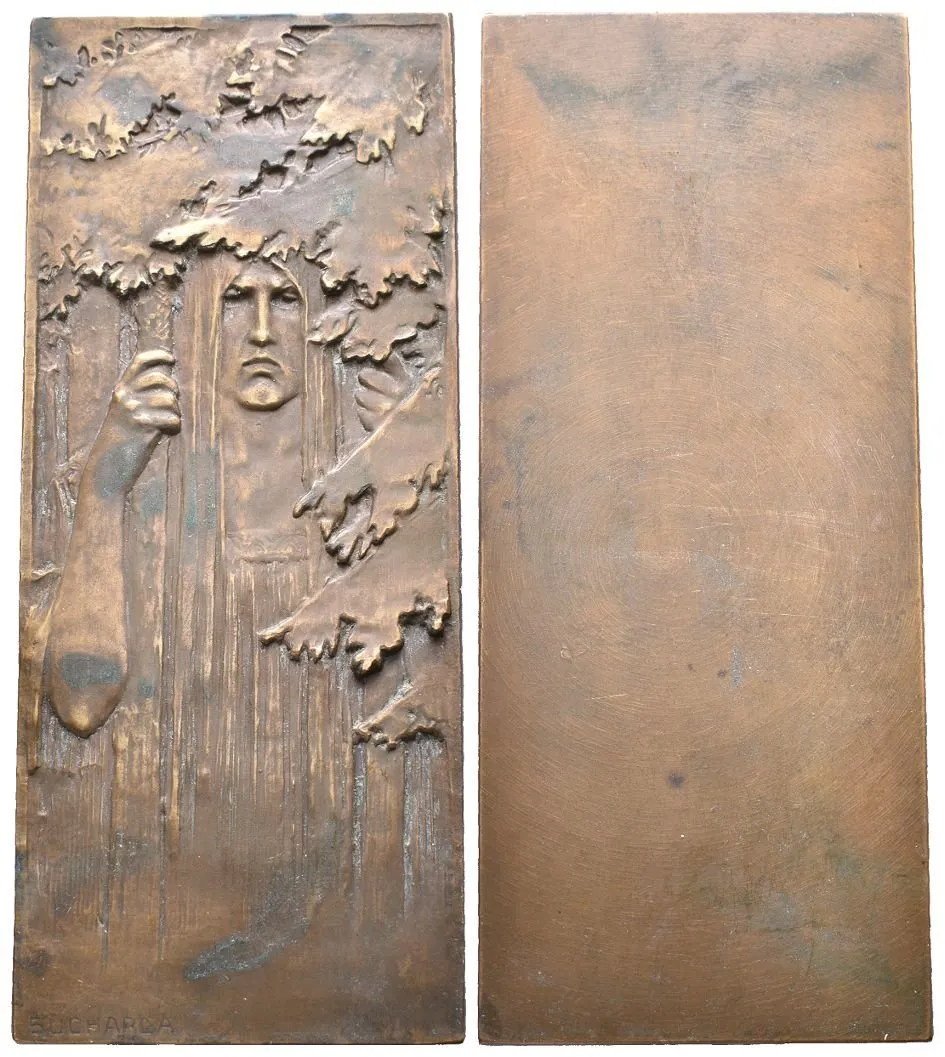 AE Plaketa b.l. (1905?) - Duch lesa.  Jednostranný Br 100 x 42 mm, patina — 1