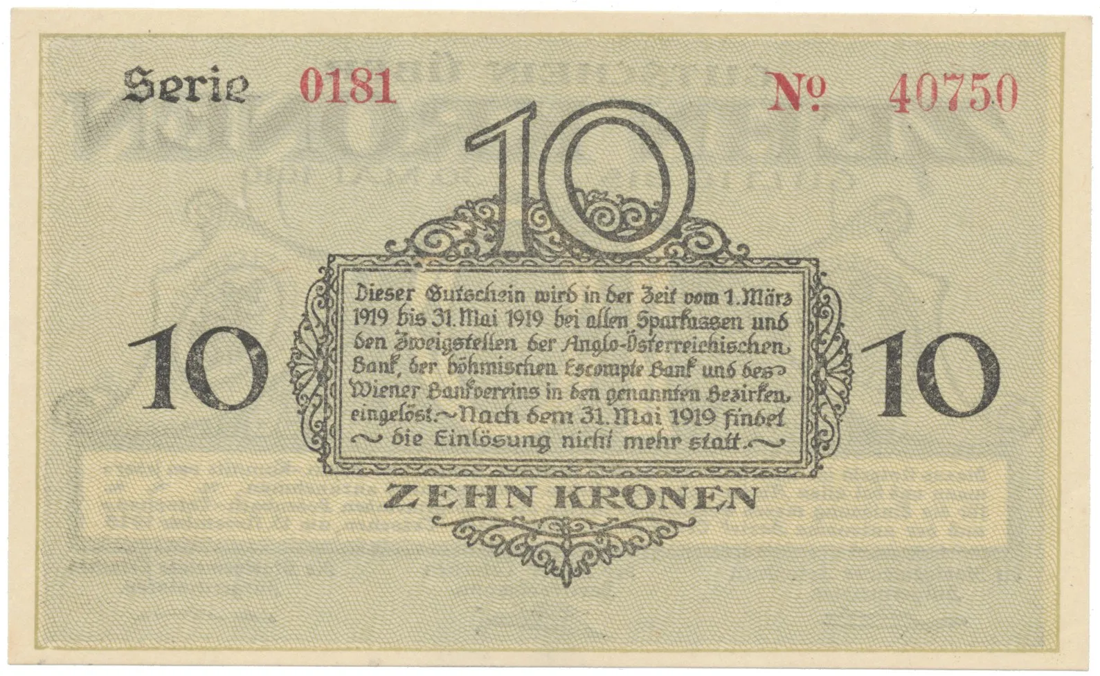 Bodenbach - Tetschen (Podmokly - Děčín), 10 K  15. 11. 1918, HH.11.1.2b