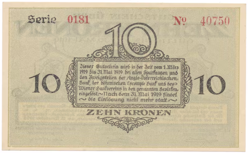 Bodenbach - Tetschen (Podmokly - Děčín), 10 K  15. 11. 1918, HH.11.1.2b