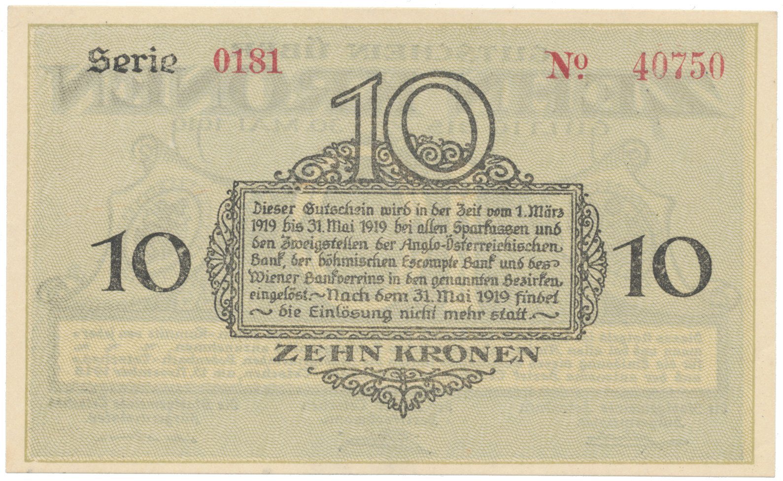 Bodenbach - Tetschen (Podmokly - Děčín), 10 K  15. 11. 1918, HH.11.1.2b