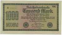 Německo, 1000 Mark 1922, vod. Vielecke, 6-místné číslo, Ro.75f