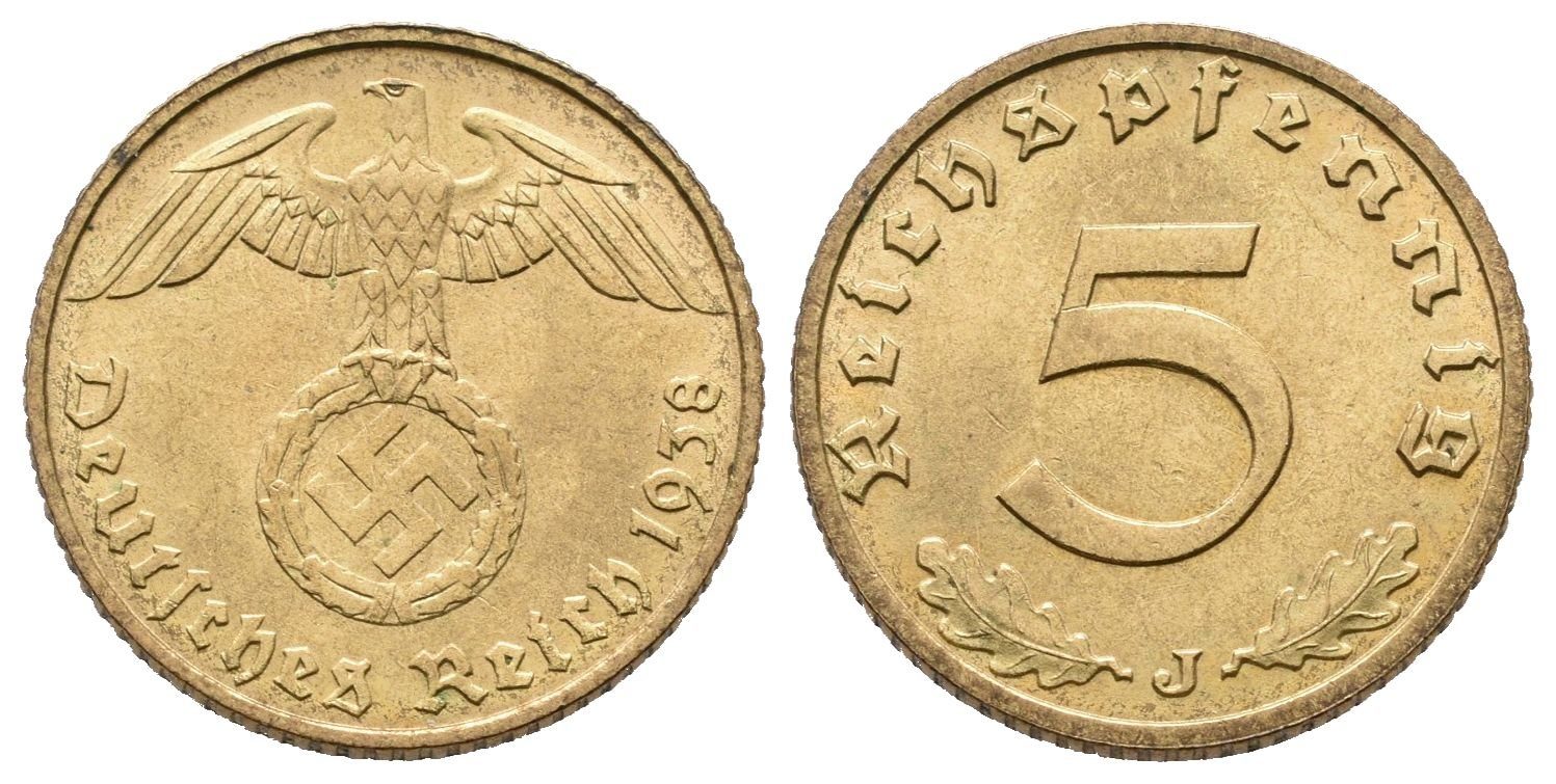 III. říše, 5 Pfennig 1938 J
