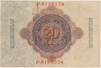 Německo, 20 Mark 1914, 7-místný číslovač, Ros.47b - fotografie 2