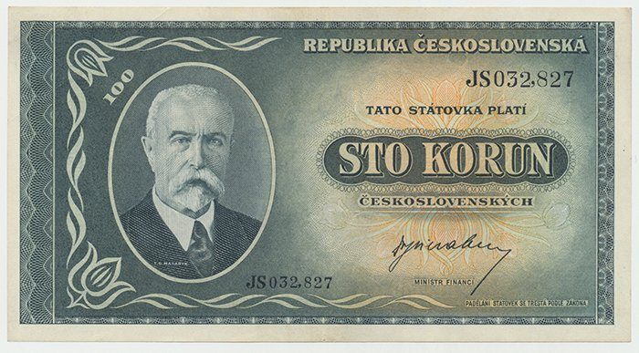 Československo, 100 Koruna b.d. (1945), neperforovaná, Hej.74a