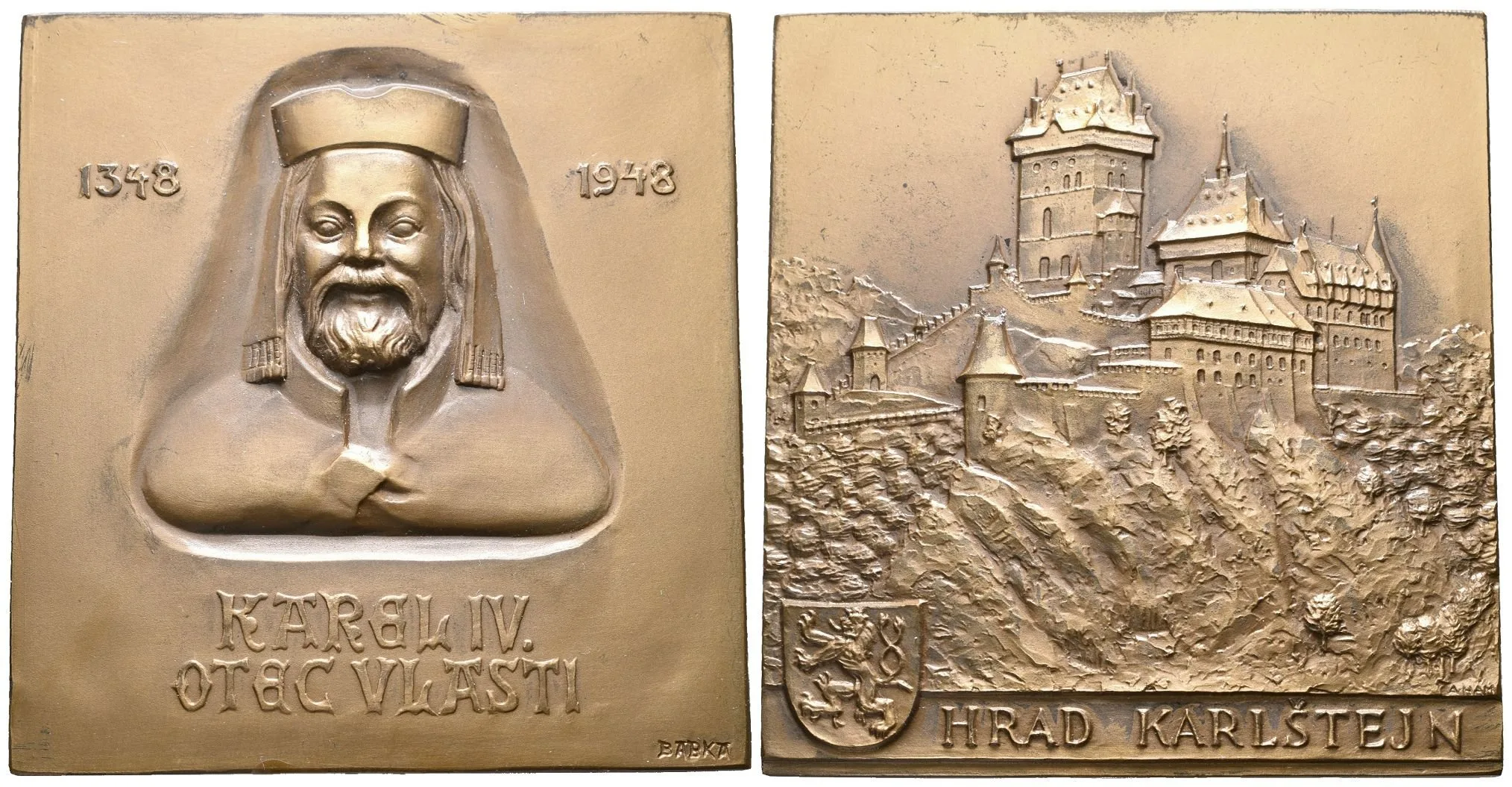 AE Plaketa 1948 (Babka, Hám) - Karel IV., k 600. výročí založení — 1