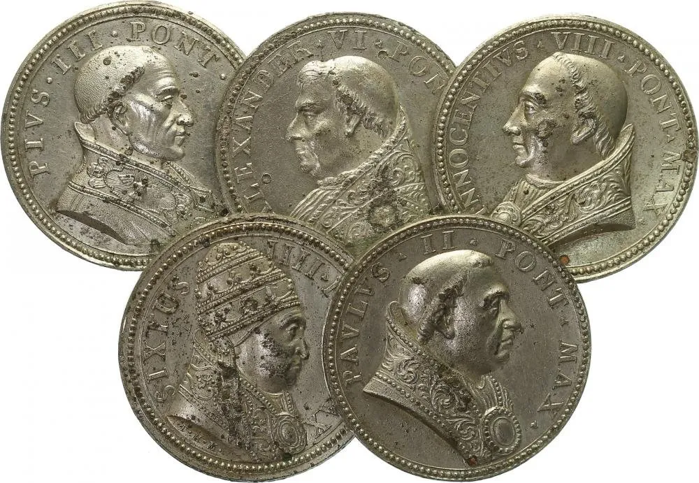 Vatikán - životopisné medaile, cca 18. století — 1