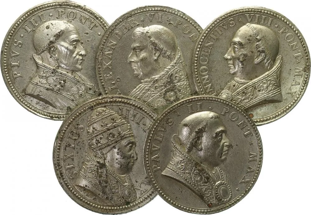 Vatikán - životopisné medaile, cca 18. století — 1