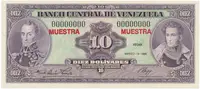 Venezuela, 10 Bolivares 1986, anulát - MUESTRA, P.61as