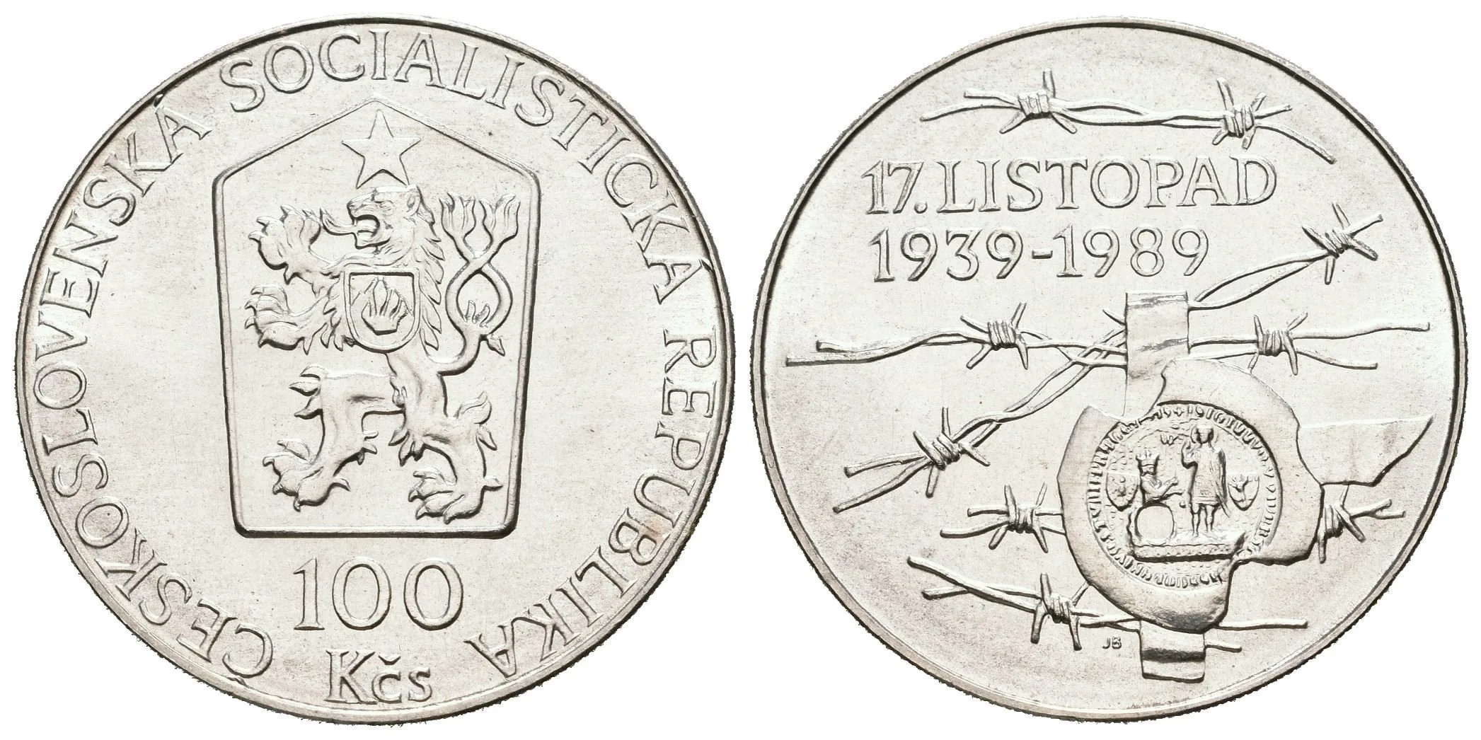 100 Kčs 1989 - 17. listopad 1939 — 1