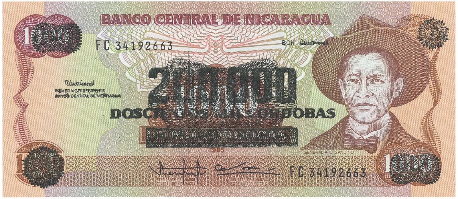 Nikaragua, 200.000 Cordobas (1990), P.162