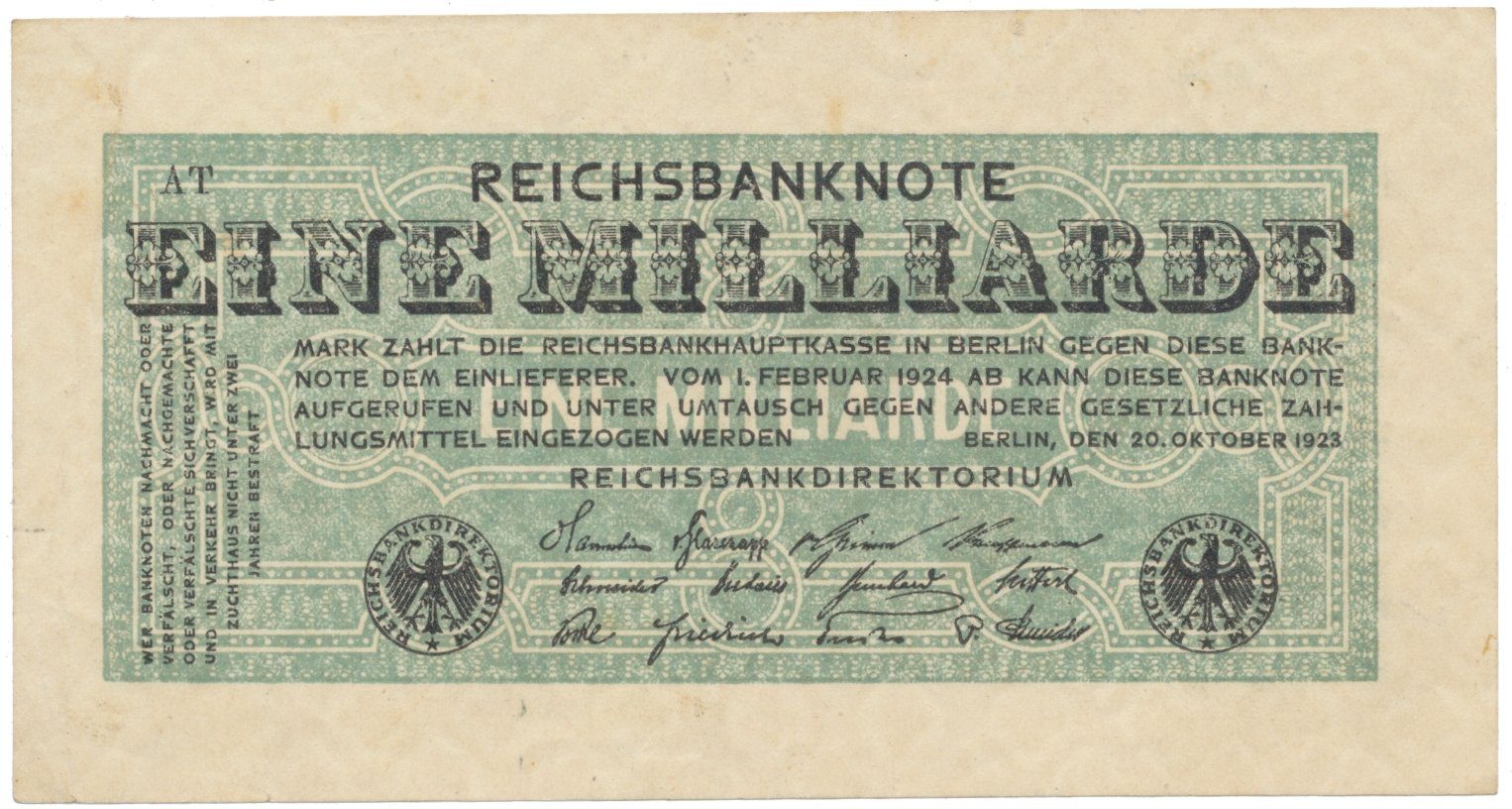 Německo, 1 Milliarde Mark 1923, Ro.119a