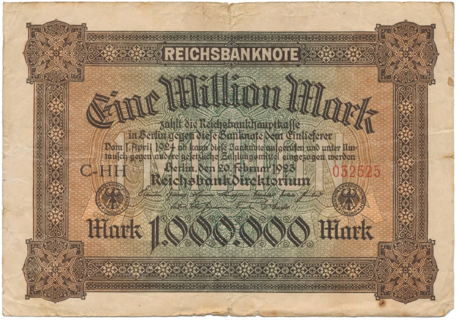 Německo, 100 Millionen Mark 1923, Ro.85a