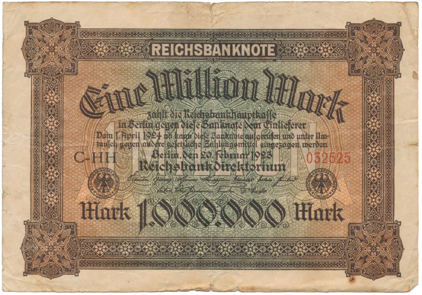 Německo, 100 Millionen Mark 1923, Ro.85a